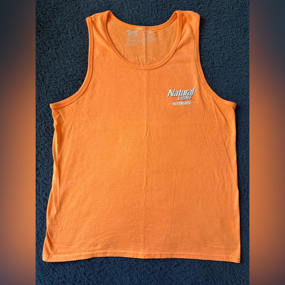 Natural Light Neon Orange Men’s Tank Top Size Large
